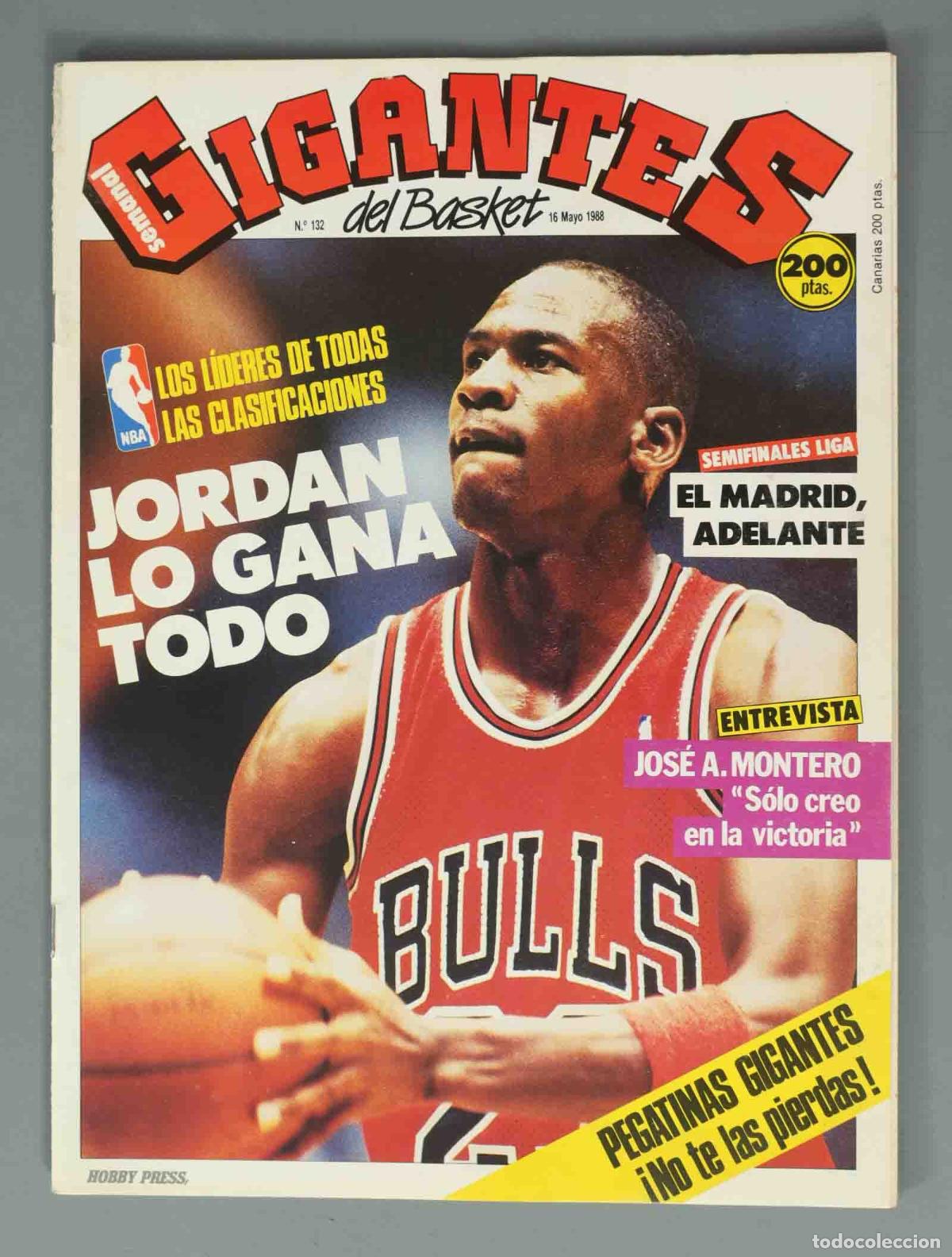 Coleccionismo de Revistas y Peri&oacute;dicos: GIGANTES DEL BASKET. N&ordm; 132. 16 MAYO 1988. JORDAN LO GANA TODO.