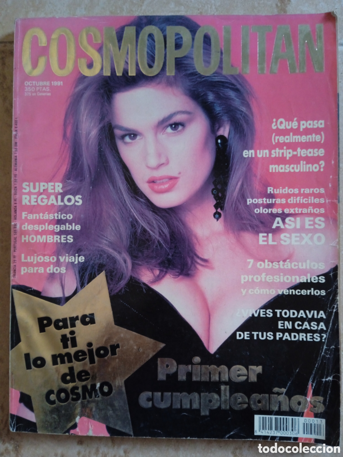 Coleccionismo de Revistas y Peri&oacute;dicos: Cosmopolitan octubre 1991 portada Cindy Crawfort - Mila Jovovick Jose Coronado