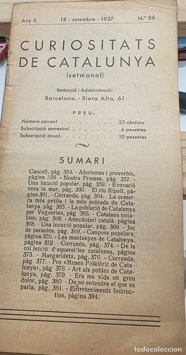 Coleccionismo de Revistas y Peri&oacute;dicos: Curiositats de Catalunya (Setmanal) Any II n&ordm; 86 18 de Setembre de 1937