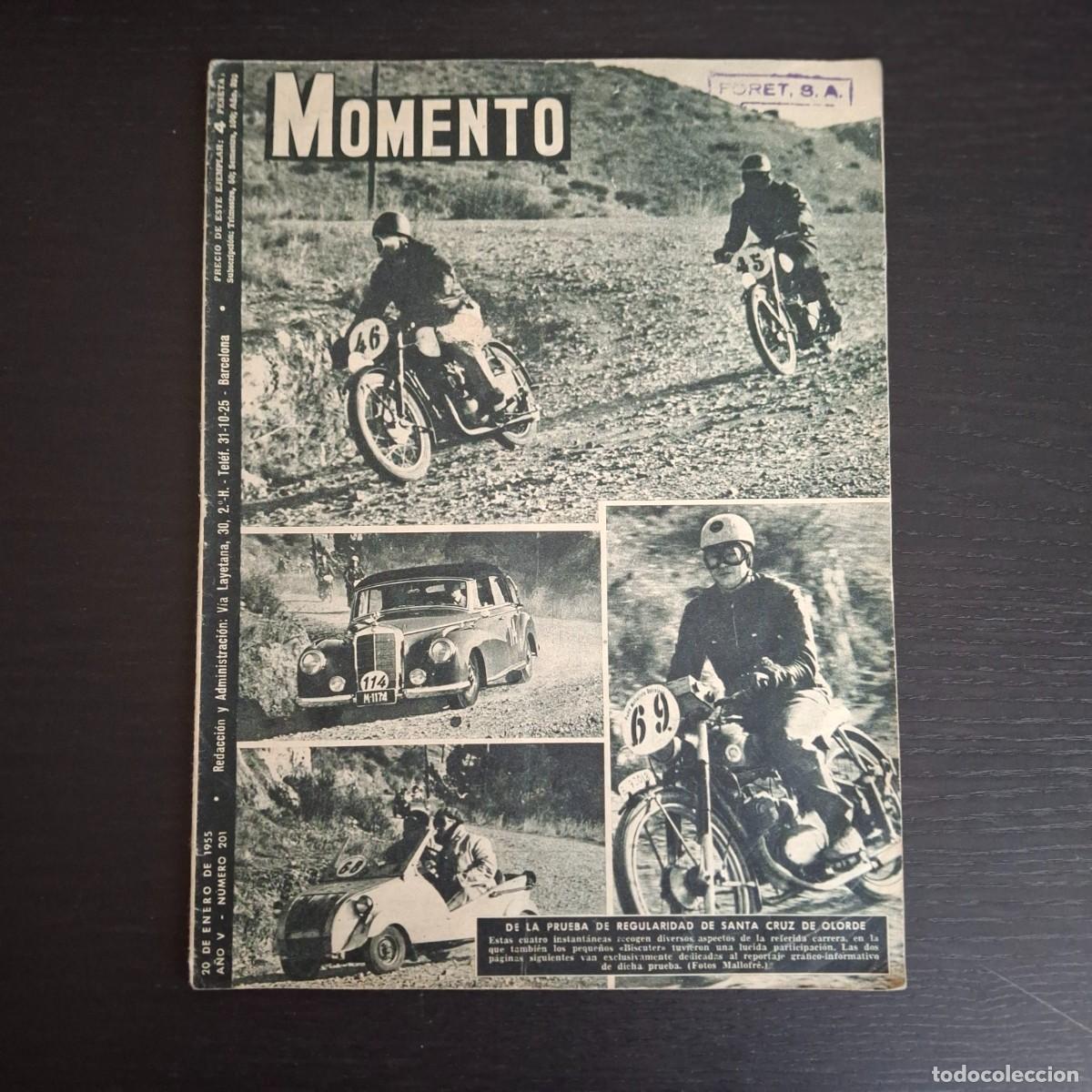 Coleccionismo de Revistas y Peri&oacute;dicos: MOMENTO N&ordm; 201 - ENERO 1955 - RALLY SANTA CRUZ DE OLORDE - MARTIN BAHAMONTES - ODILO BRAVO ESPA&Ntilde;OL