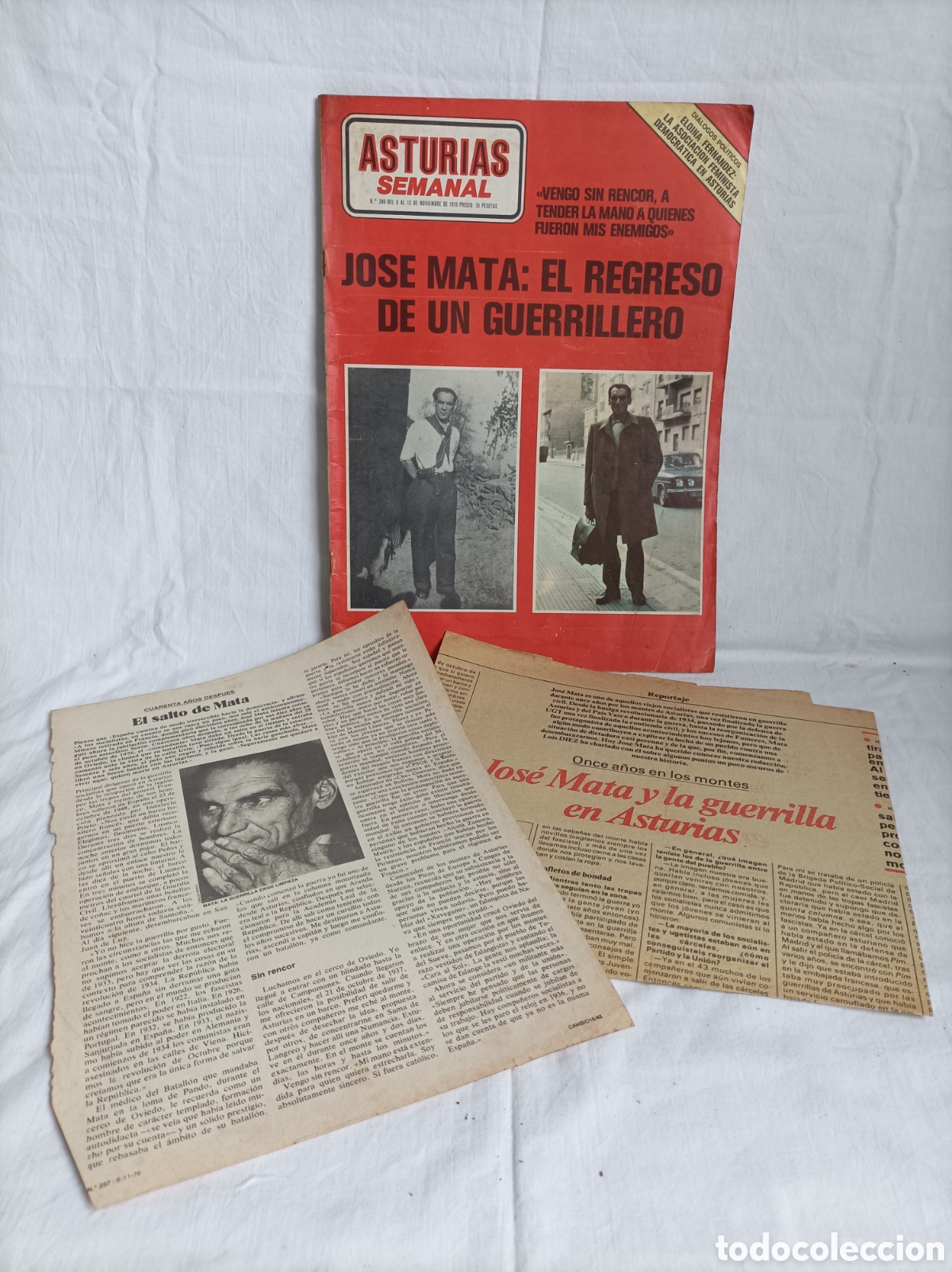 Sammeln von Zeitschriften und Zeitungen: ASTURIAS SEMANAL. JOSE MATA. REGRESO DE UN GUERRILLERO. GUERRA CIVIL.Feminismo. 1976. 386