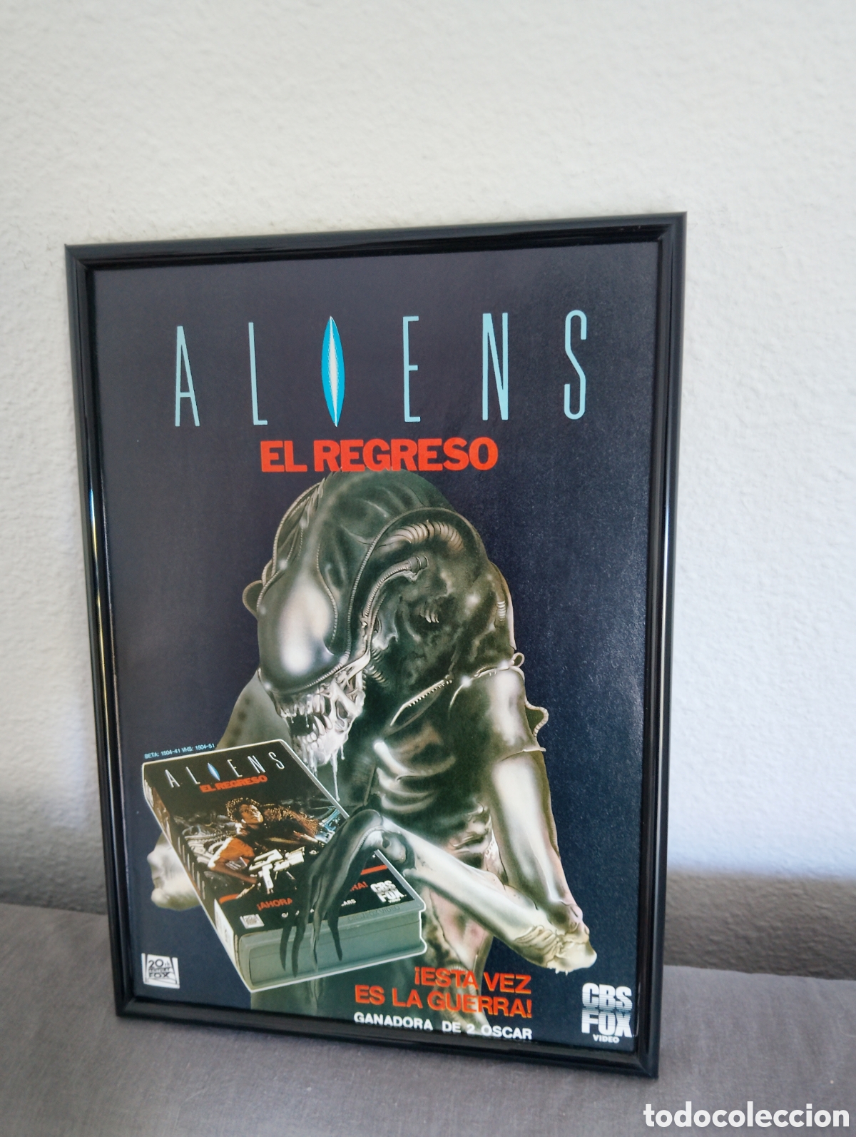 Coleccionismo de Revistas y Peri&oacute;dicos: Aliens el regreso anuncio original vintage enmarcado a&ntilde;os 80