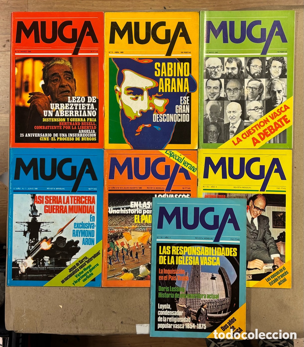 Sammeln von Zeitschriften und Zeitungen: MUGA. LOTE CON 7 N&Uacute;MEROS DE LA REVISTA POL&Iacute;TICA ABERTZALE VASCA (1980 - 1981).