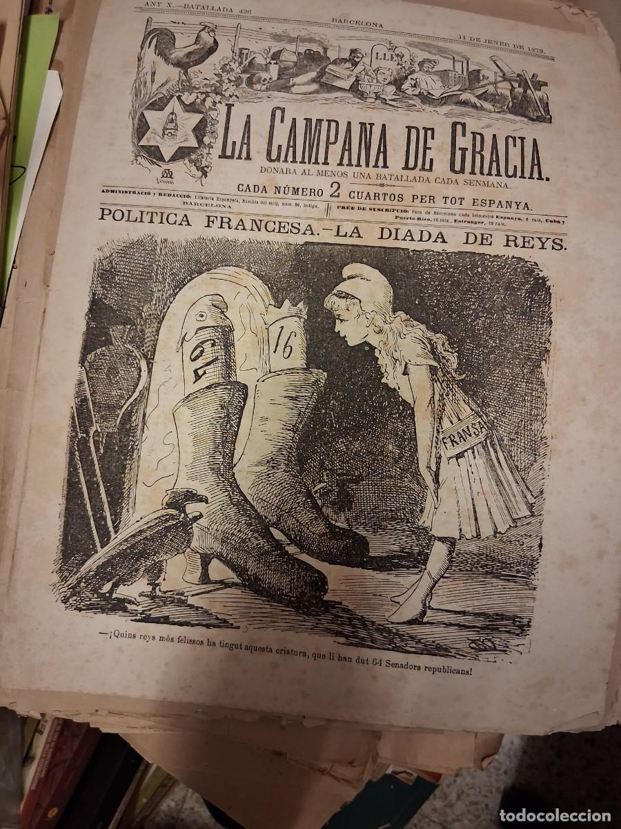 Coleccionismo de Revistas y Peri&oacute;dicos: CAMPANA DE GRACIA, La: Barcelona, n&ordm; 496, 11 jener 1879. &ldquo;Pol&iacute;tica francesa&rdquo;,