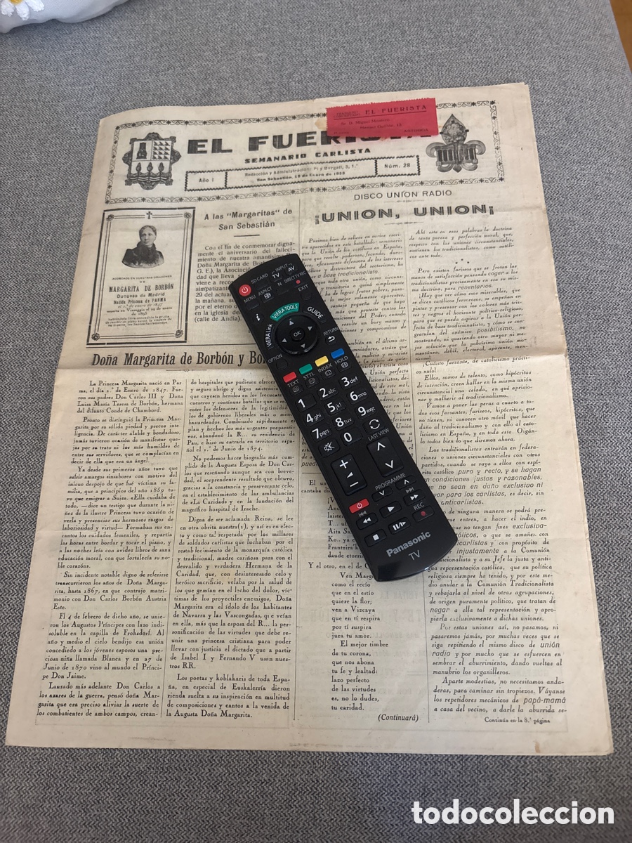 Coleccionismo de Revistas y Peri&oacute;dicos: El Fuerista. Semanario Carlista. A&ntilde;o I. N&uacute;mero 28. 1933. ASM