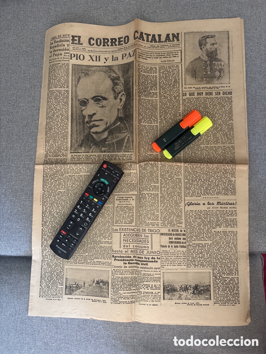Coleccionismo de Revistas y Peri&oacute;dicos: El Correo Catal&aacute;n. 1940. Carlismo. P&iacute;o XII. II Guerra Mundial. ASM
