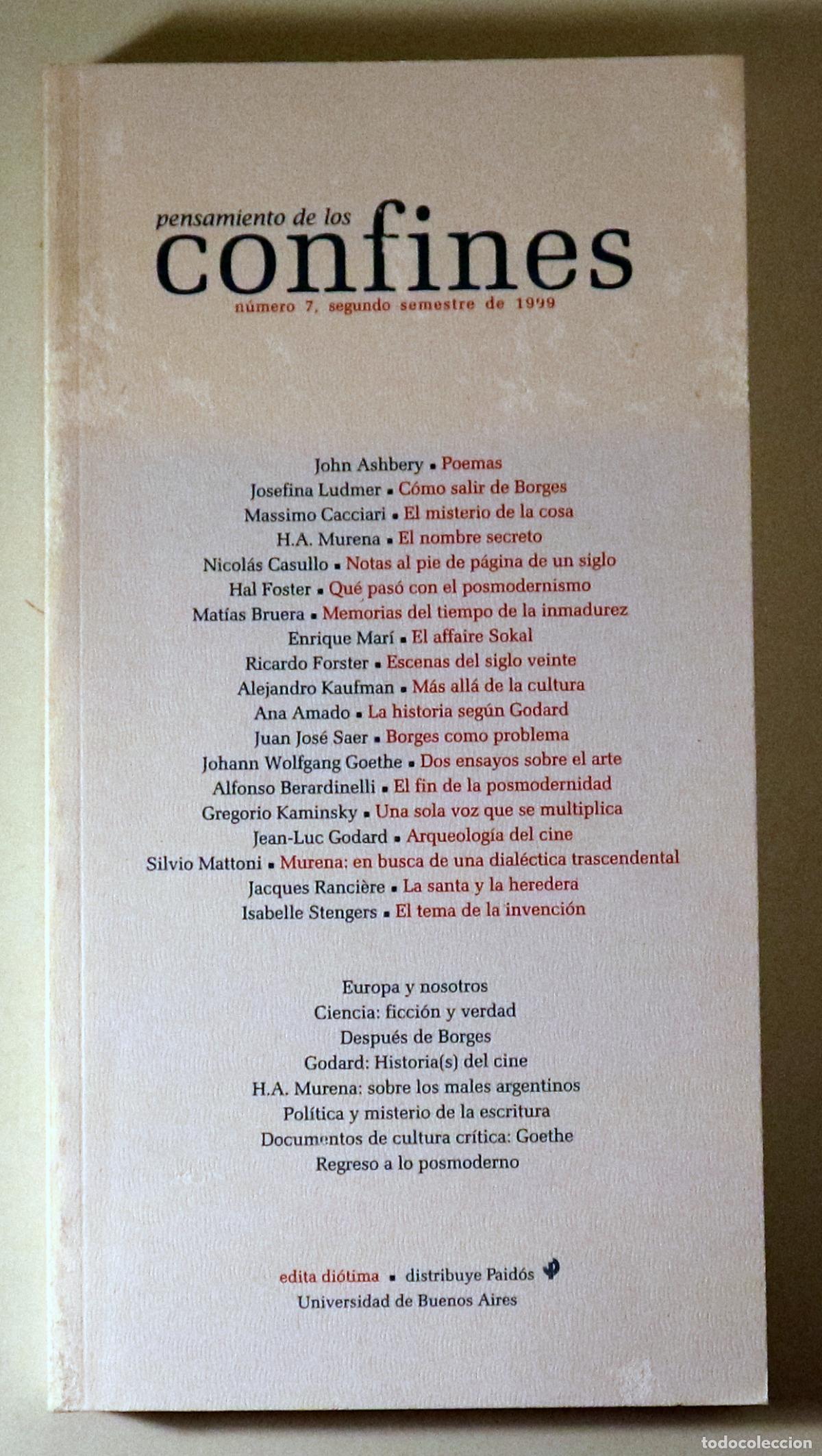 Collezionismo di Riviste e Giornali: (Ashbery, John - Borges - Godard - Ranci&egrave;re) - CONFINES N&ordm; 7 - Buenos Aires 1999