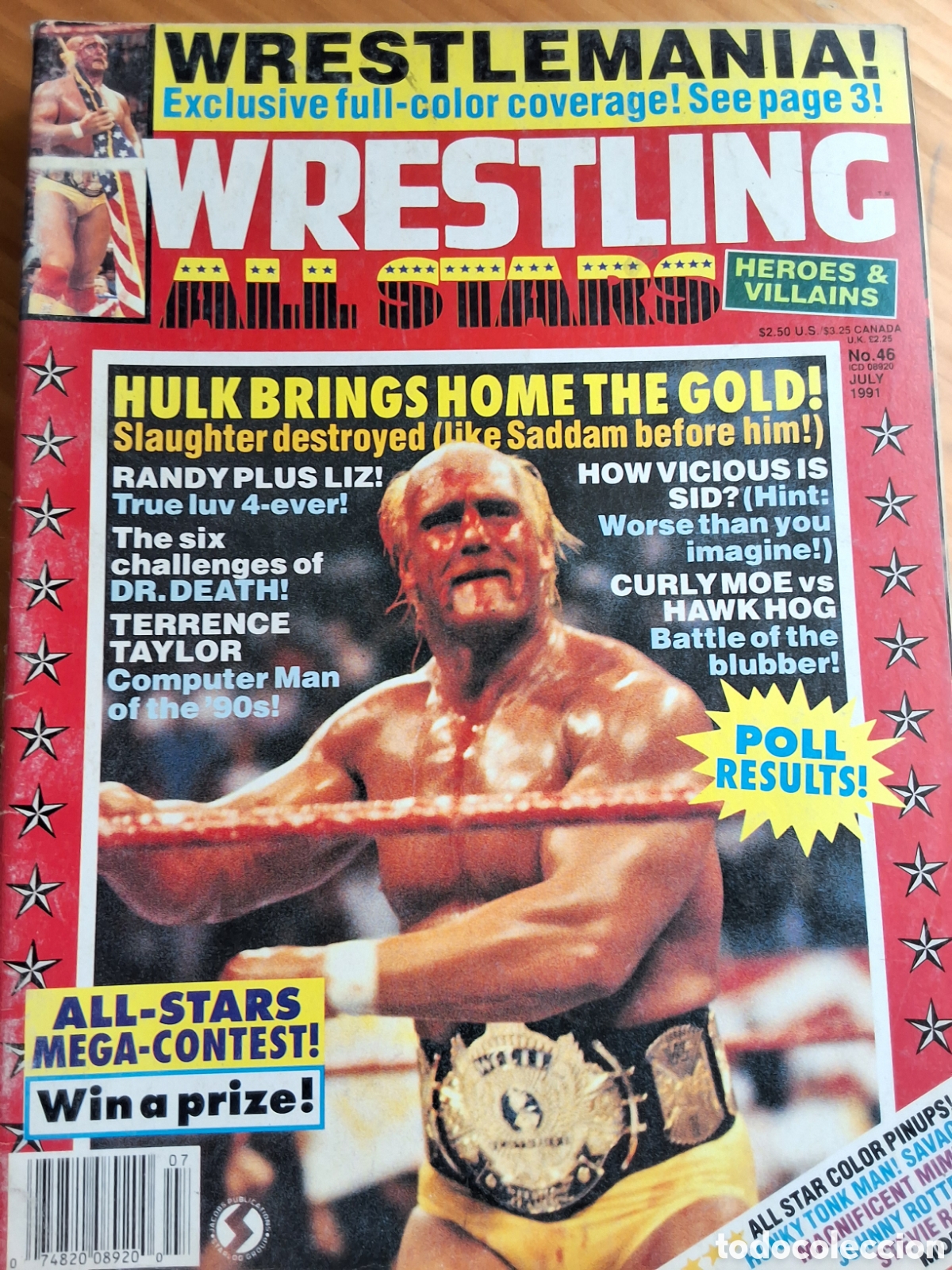 Coleccionismo de Revistas y Peri&oacute;dicos: Wrestling all star revista americana 1991/7 incluye p&oacute;ster