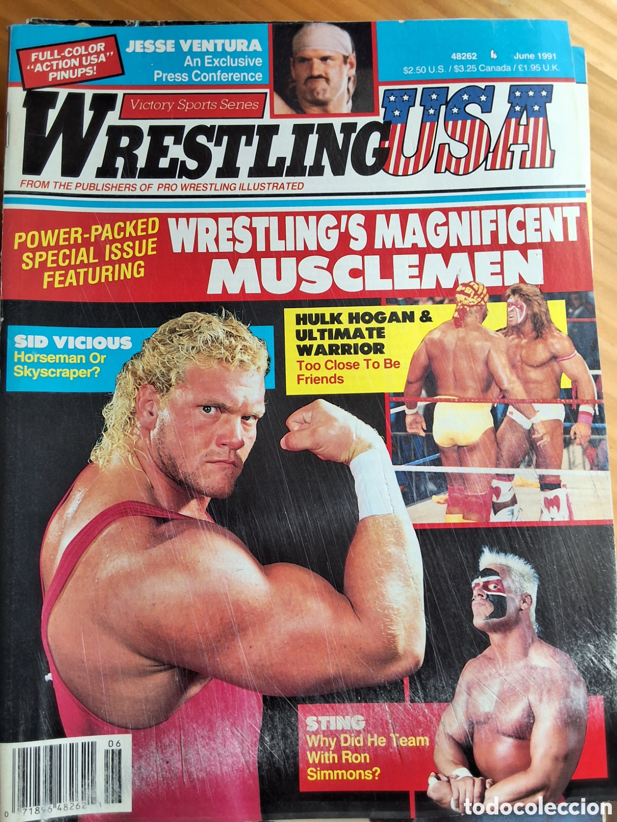 Coleccionismo de Revistas y Peri&oacute;dicos: Wrestling Usa revista americana 1991/6 incluye p&oacute;ster