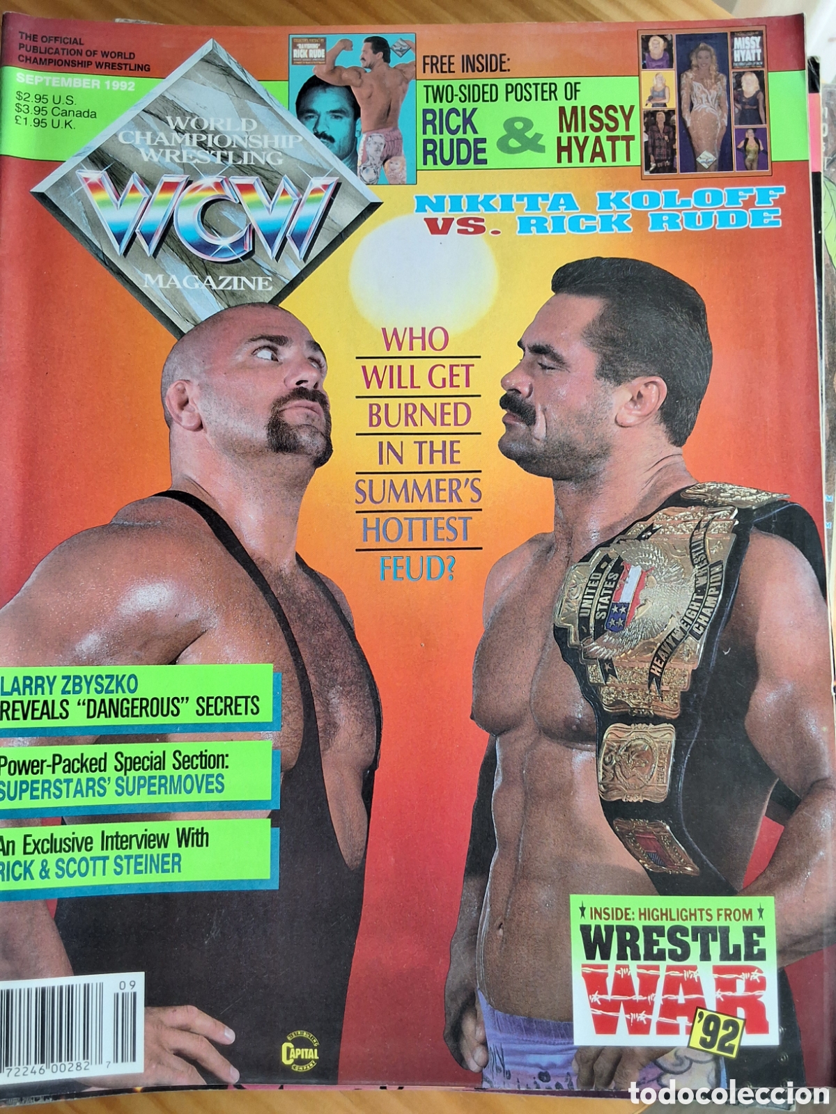 Coleccionismo de Revistas y Peri&oacute;dicos: WCW revista lucha americana 1992/9 incluye p&oacute;ster desplegable