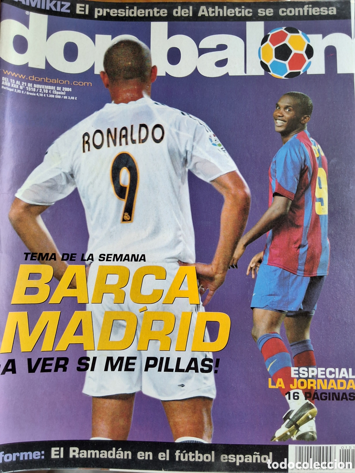 Coleccionismo de Revistas y Peri&oacute;dicos: Don balon revista futbol 1518 a&ntilde;o (15/11/2004) incluye p&oacute;ster