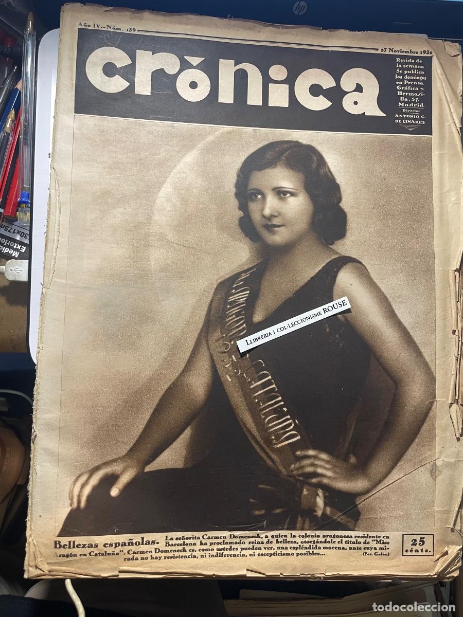 Coleccionismo de Revistas y Peri&oacute;dicos: ANTIGUA PUBLICACI&Oacute;N - CRONICA - A&Ntilde;O IV - N&ordm; 159 - 27 NOVIEMBRE 1932 - DIRECTR. ANTONIO G. DE LINARES