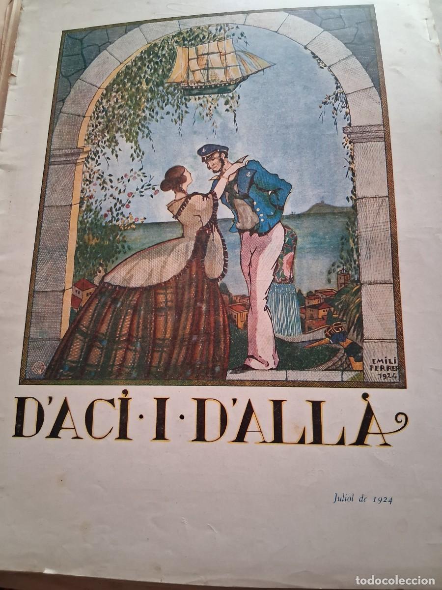 Coleccionismo de Revistas y Peri&oacute;dicos: D&rsquo;ACI i D&rsquo;ALLA (Revista) n&ordm; 79 Juliol 1924, Barcelona , sumari Portada d&rsquo;Emili Ferrer,