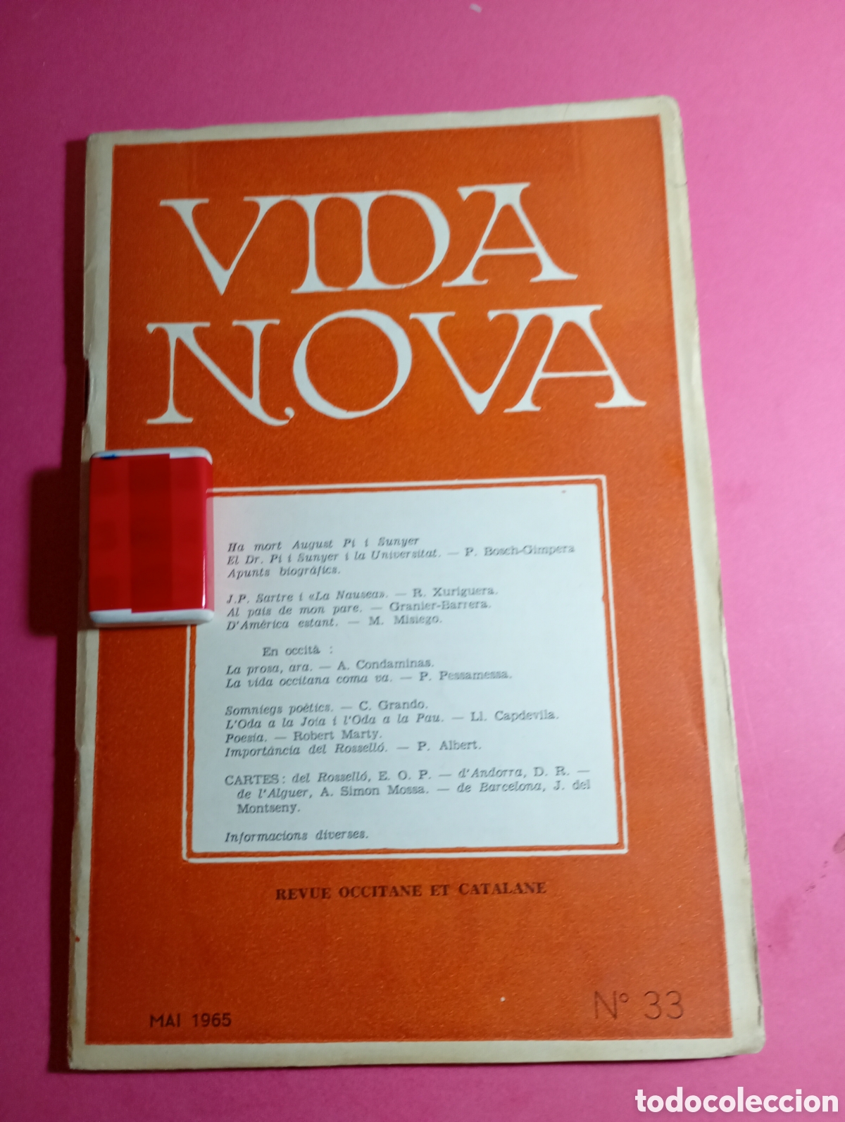 Coleccionismo de Revistas y Peri&oacute;dicos: VIDA NOVA REVUE OCCITANE ET CATALANE MAI 1965 N&ordm;33 SUMARI A FOTOS 1 Y 2