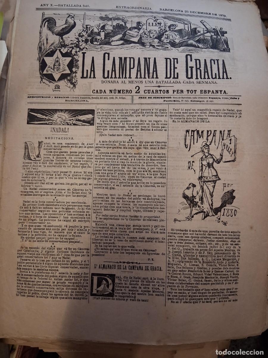Colecionismo de Revistas e Jornais: CAMPANA DE GRACIA, La: Barcelona, n&ordm; 546 extra, 25 decembre 1879.
