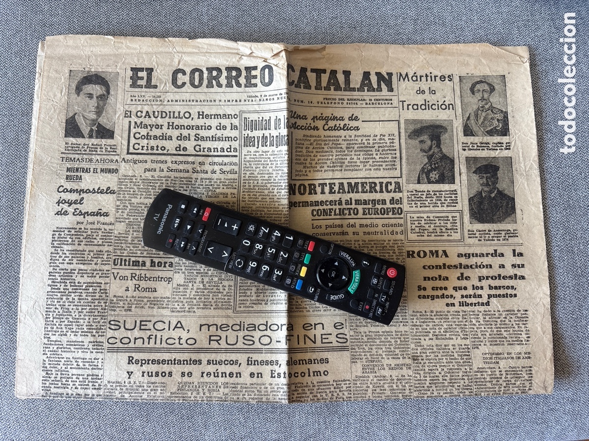 Coleccionismo de Revistas y Peri&oacute;dicos: Portada peri&oacute;dico El Correo Catal&aacute;n. Marzo 1940. Guerra Rusia-Finlandia. II Guerra Mundial. ASM