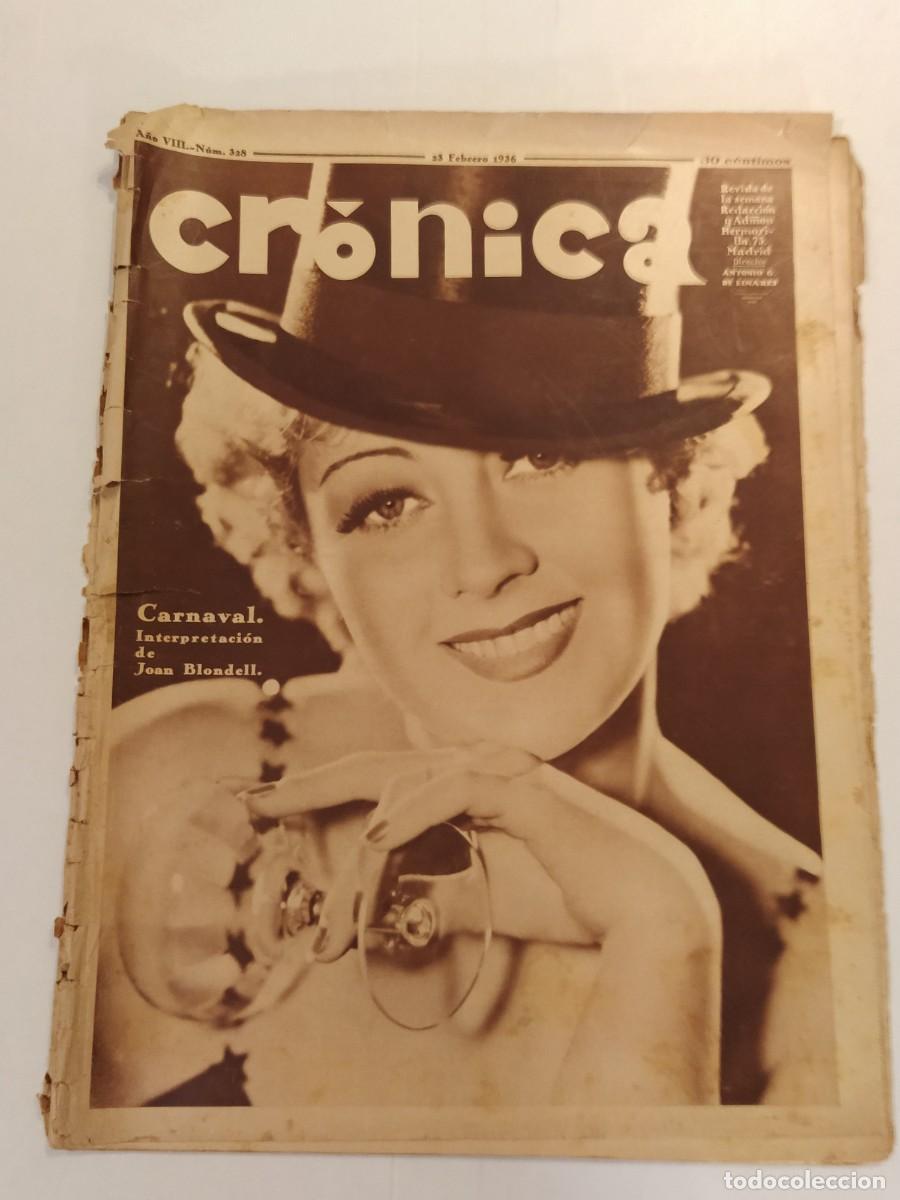 Coleccionismo de Revistas y Peri&oacute;dicos: CRONICA-A&Ntilde;O 1936-ACCION POPULAR ELECCIONES-BARCELONA VOTOS-IZQUIERDA TRIUNFA-ZAMORA ESPA&Ntilde;A FUTBOL