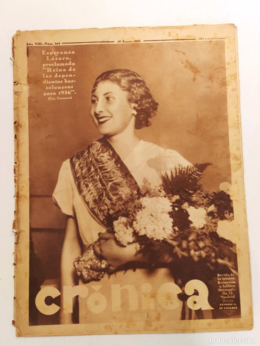 Collectionnisme de Revues et Journaux: CRONICA-A&Ntilde;O 1936-ATRACOS-ASESINATO EJECUCION SILLA ELECTRICA-ESTACION EL PUIG MUERTO GUARDIA CIVIL