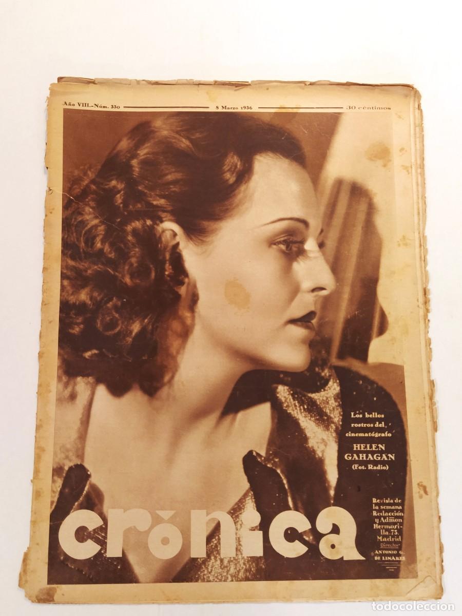 Coleccionismo de Revistas y Peri&oacute;dicos: CRONICA-A&Ntilde;O 1936-MITIN MANIFESTACION FRENTE POPULAR MADRID-GOBIERNO CATALUNYA LLUIS COMPANYS ETC
