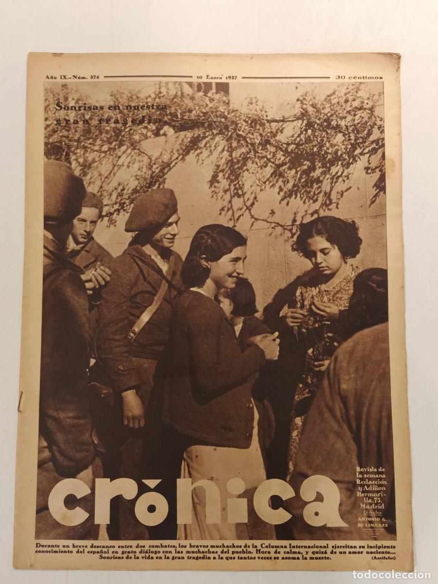 Coleccionismo de Revistas y Peri&oacute;dicos: CRONICA-A&Ntilde;O 1937-GUERRA CIVIL-COLUMNA INTERNACIONAL-BRIGADA MOTORIZADA-HOMENAJE FRANCESC MACIA-URSS