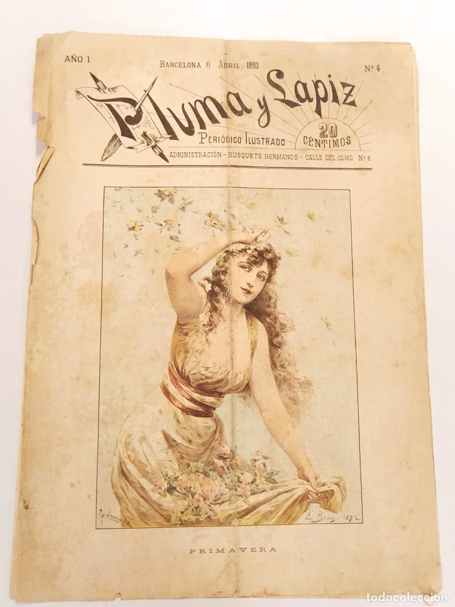Coleccionismo de Revistas y Peri&oacute;dicos: PLUMA Y LAPIZ - A&Ntilde;O 1893 NUMERO 4 - PERIODICO ILUSTRADO ANTIGUO - VER FOTOS