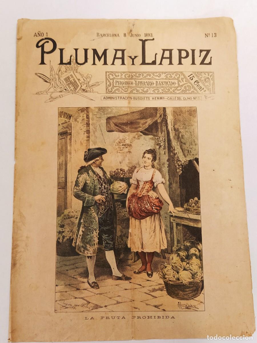 Coleccionismo de Revistas y Peri&oacute;dicos: PLUMA Y LAPIZ - A&Ntilde;O 1893 NUMERO 13 - PERIODICO ILUSTRADO ANTIGUO - VER FOTOS