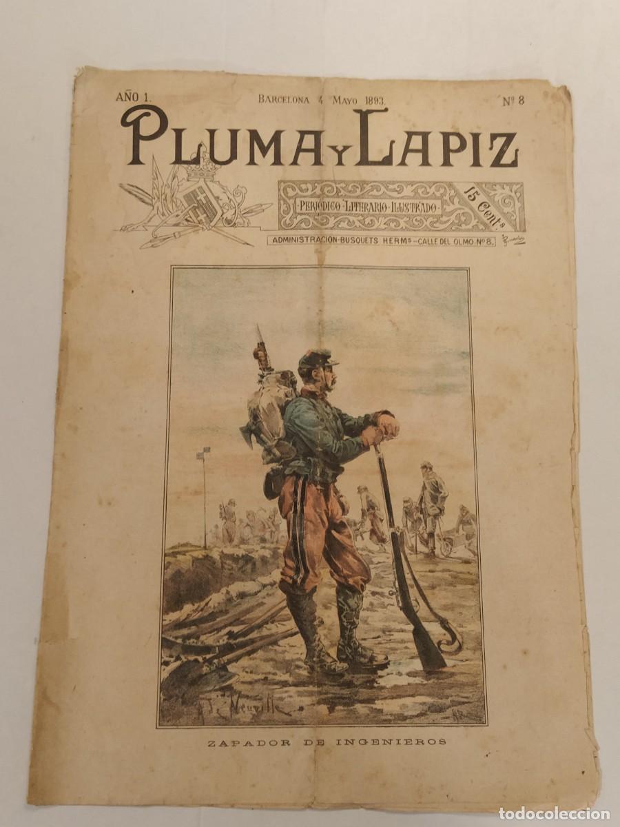 Coleccionismo de Revistas y Peri&oacute;dicos: PLUMA Y LAPIZ - A&Ntilde;O 1893 NUMERO 8 - PERIODICO ILUSTRADO ANTIGUO - VER FOTOS