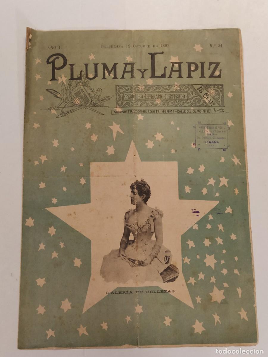 Coleccionismo de Revistas y Peri&oacute;dicos: PLUMA Y LAPIZ - A&Ntilde;O 1893 NUMERO 31 - PERIODICO ILUSTRADO ANTIGUO - VER FOTOS