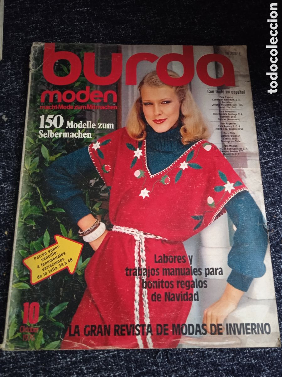 Sammeln von Zeitschriften und Zeitungen: REVISTA MODA BURDA MODEN - OCTUBRE 1976 CON PATRONES -BILINGUE -ALEMAN ESPA&Ntilde;OL