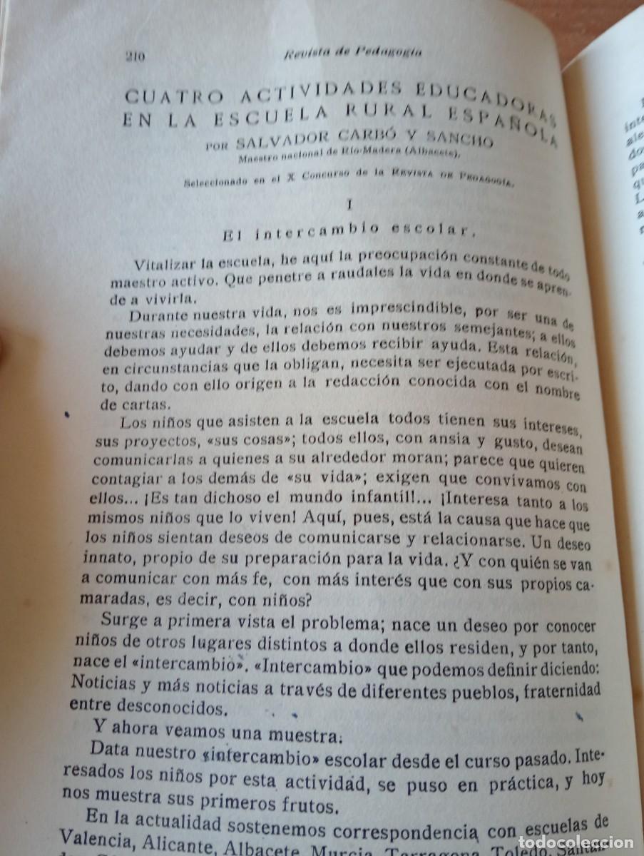 Coleccionismo de Revistas y Peri&oacute;dicos: REVISTA DE PEDAGOGIA A&Ntilde;O 1936 ESCUELA RURAL RIO MADERA ALBACETE SALVADOR CARBO SANCHO