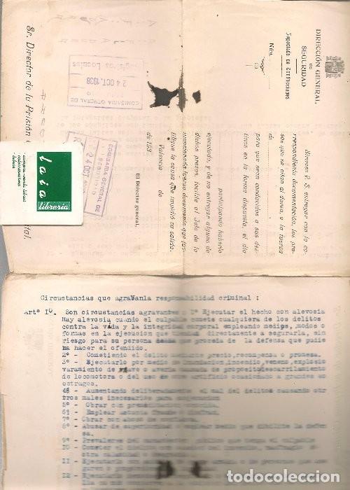 Collection Magazines and Newspapers: DIRECCI&Oacute;N GENERAL DE SEGURIDAD , 24 octubre 1938, 2 hojas, circunstancias que agravan la respo