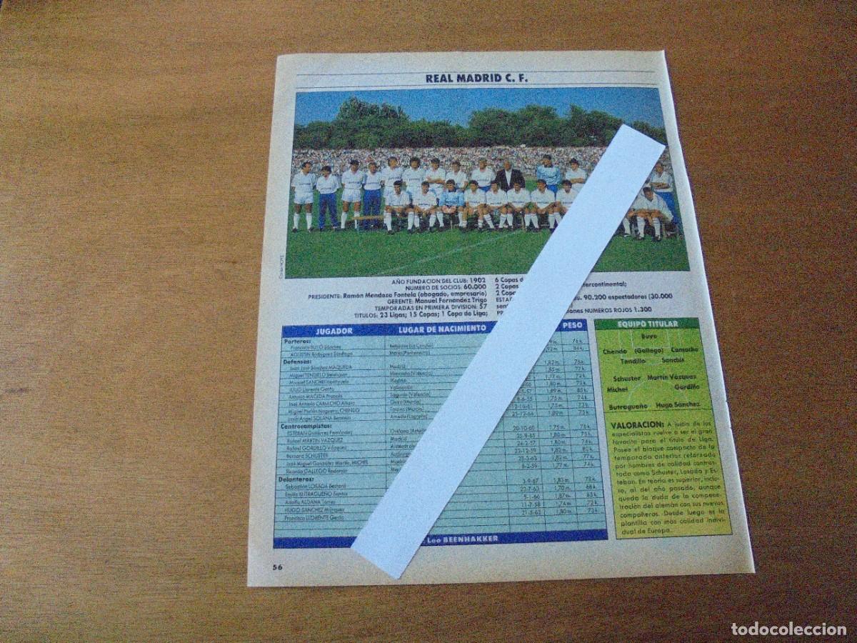 Coleccionismo de Revistas y Peri&oacute;dicos: RETAL 1988: REAL MADRID, PLANTILLA. PUBLICIDAD TODOGRADO CS ACEITE MOTORES.