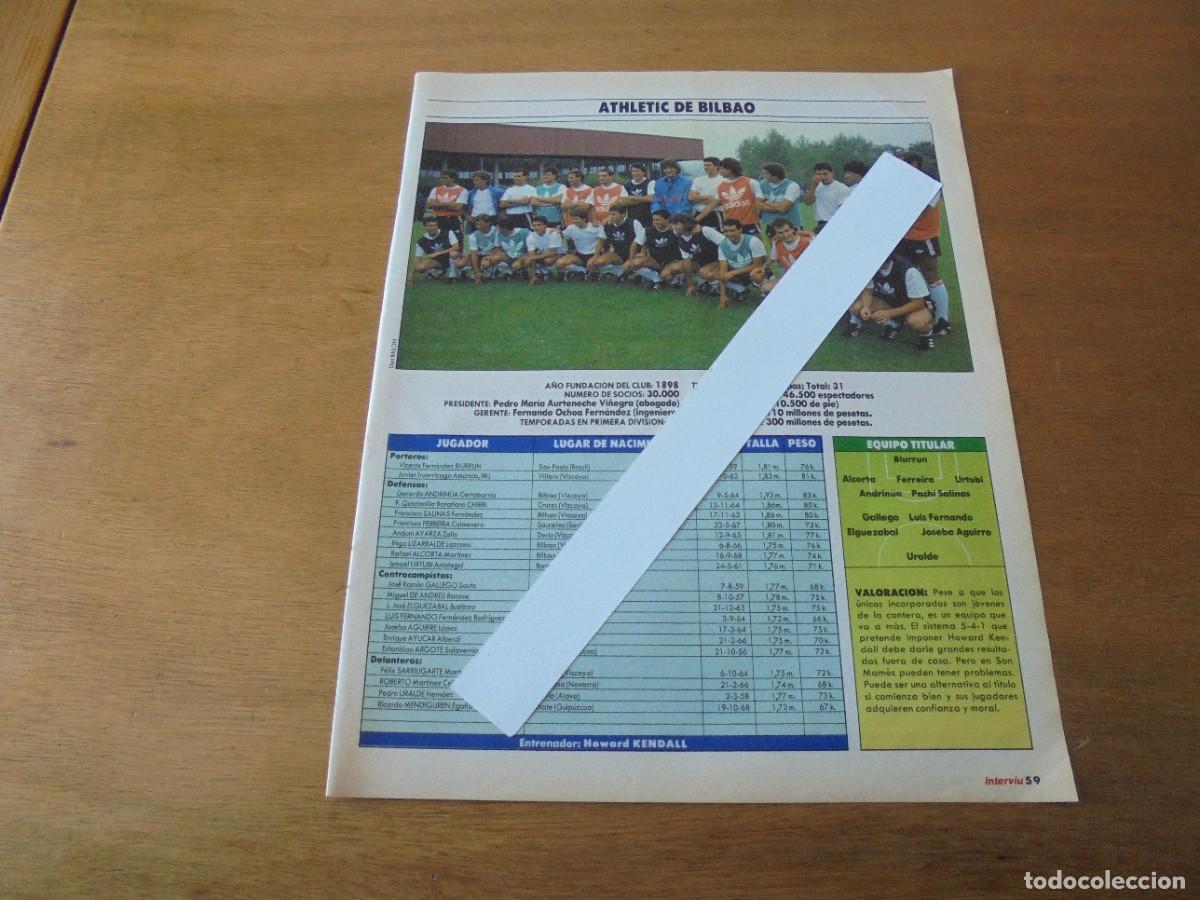 Coleccionismo de Revistas y Peri&oacute;dicos: RETAL 1988: ATHLETIC DE BILBAO. ATL&Eacute;TICO OSASUNA. PLANTILLAS.