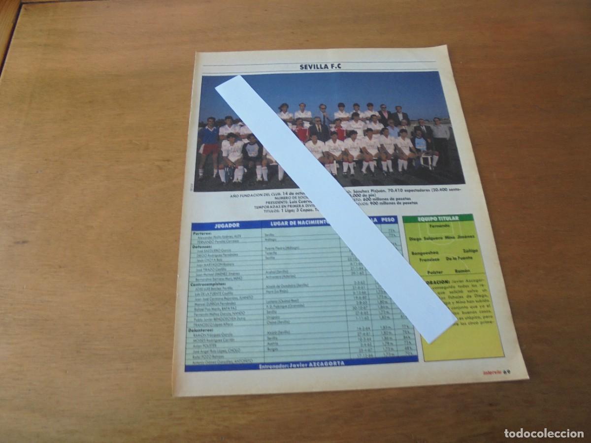 Coleccionismo de Revistas y Peri&oacute;dicos: RETAL 1988: FUTBOL. SEVILLA F.C. Y REAL ZARAGOZA C.D. PLANTILLAS.