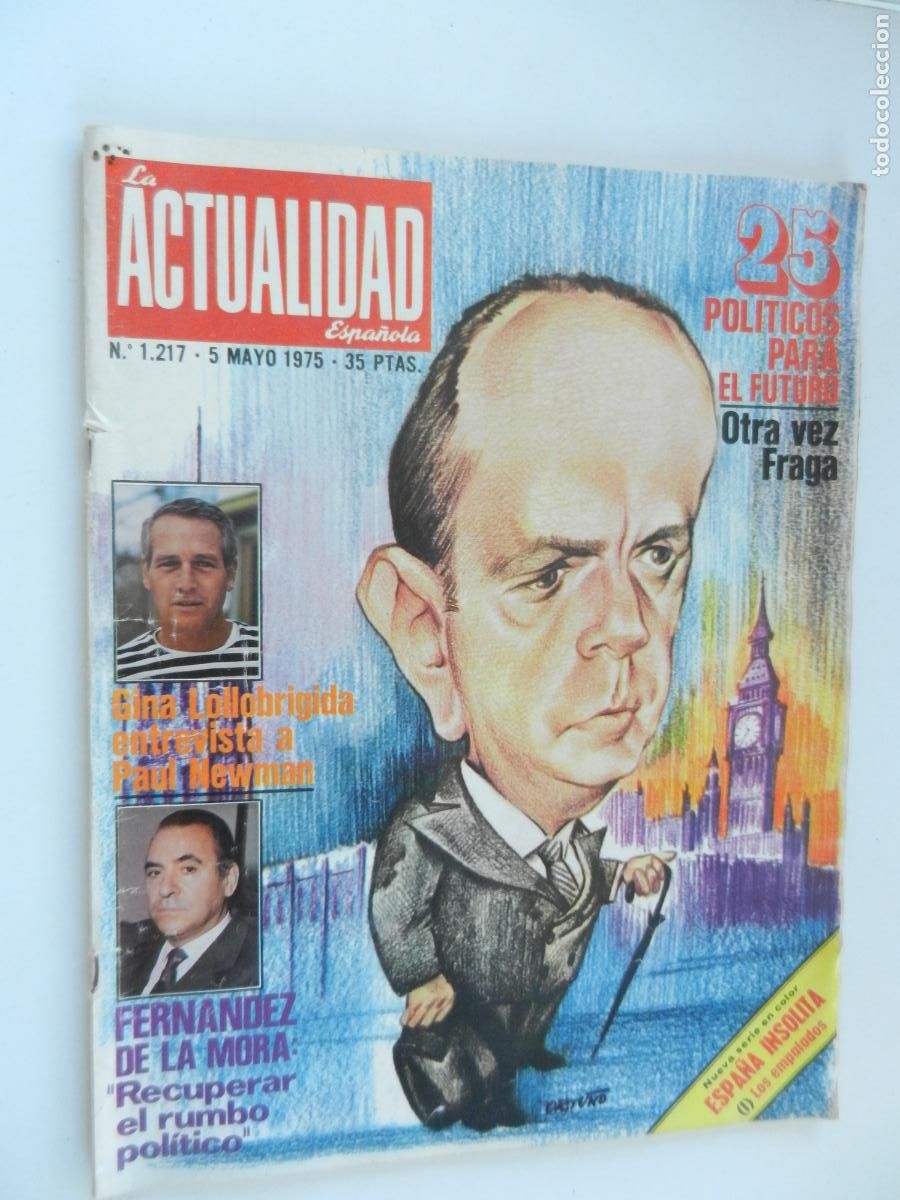 Coleccionismo de Revistas y Peri&oacute;dicos: LA ACTUALIDAD ESPA&Ntilde;OLA REVISTA N&ordm; 1217 -05-1975- OTRA VEZ FRAGA - GINA LOLLOBRIGIDA -