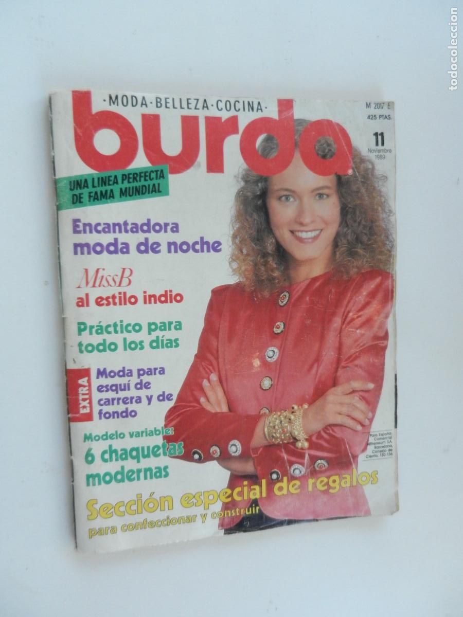 Coleccionismo de Revistas y Peri&oacute;dicos: BURDA MODEN REVISTA-11-1989 - ENCANTANDORA MODA DE NOCHE - CON PATRONES