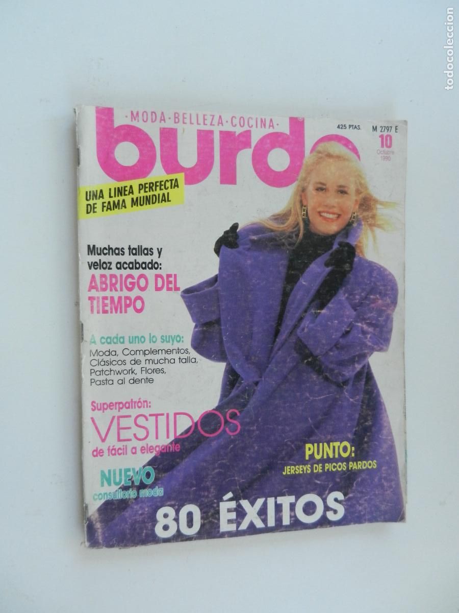 Coleccionismo de Revistas y Peri&oacute;dicos: BURDA MODEN REVISTA-10-1990 - ABRIGO DEL TIEMPO - CON PATRONES