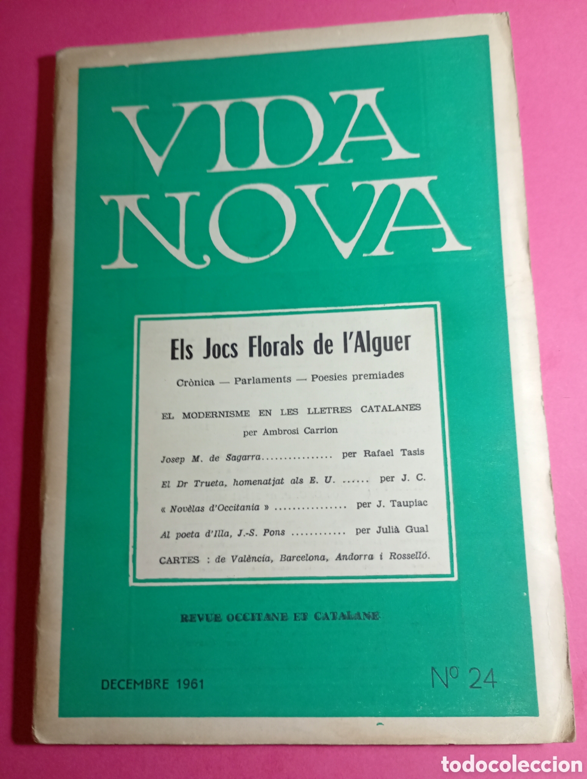 Coleccionismo de Revistas y Peri&oacute;dicos: VIDA NOVA REVUE OCCITANE ET CATALANE DECBRE. 1961 N&ordm;24 SUMARI A FOTOS 1 Y 2