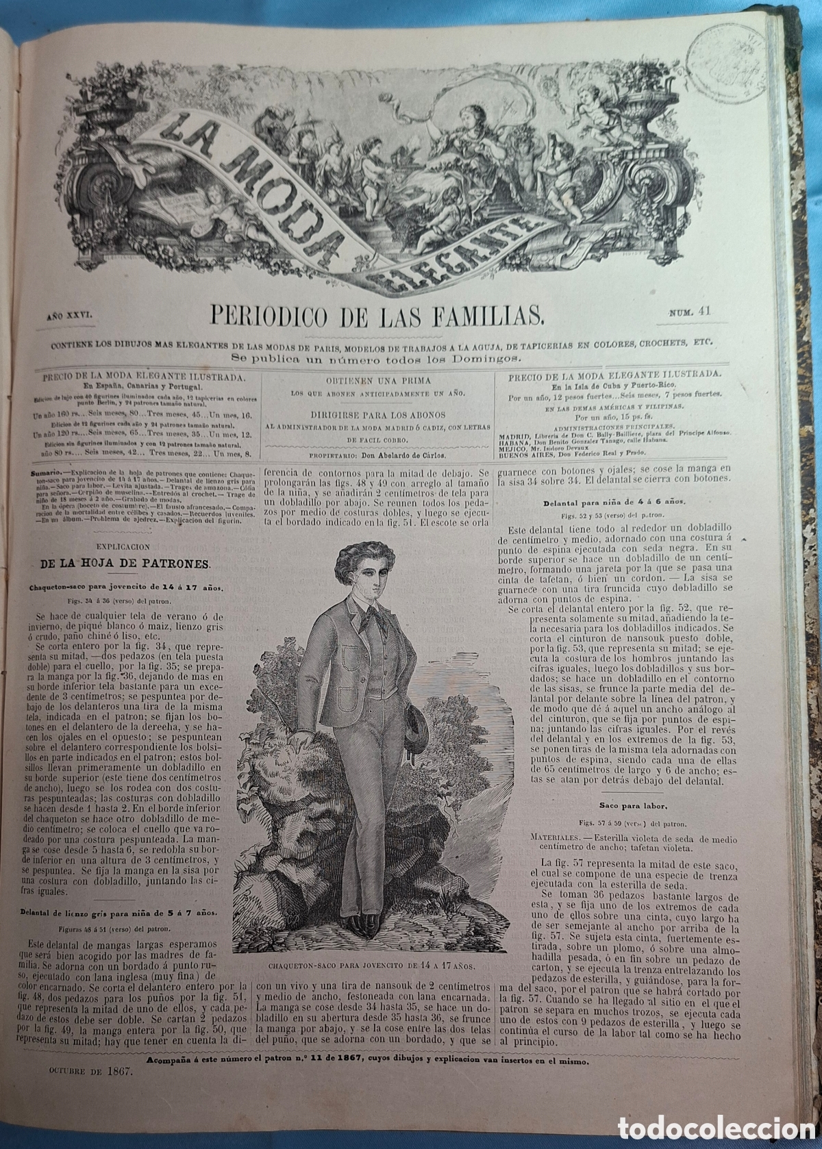 Coleccionismo de revistas y peri&oacute;dicos: La Moda Elegante Ilustrada 1867 - Foto 9