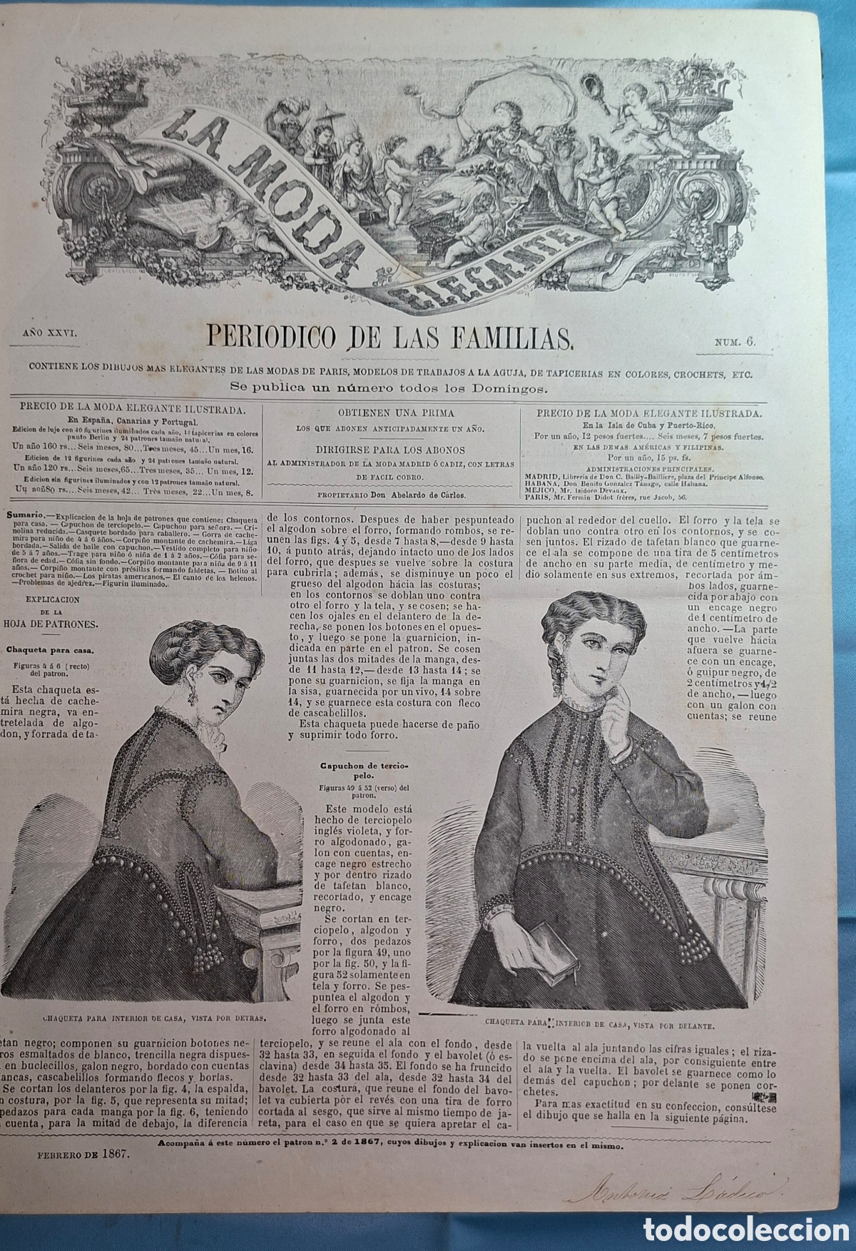 Coleccionismo de revistas y peri&oacute;dicos: La Moda Elegante Ilustrada 1867 - Foto 14