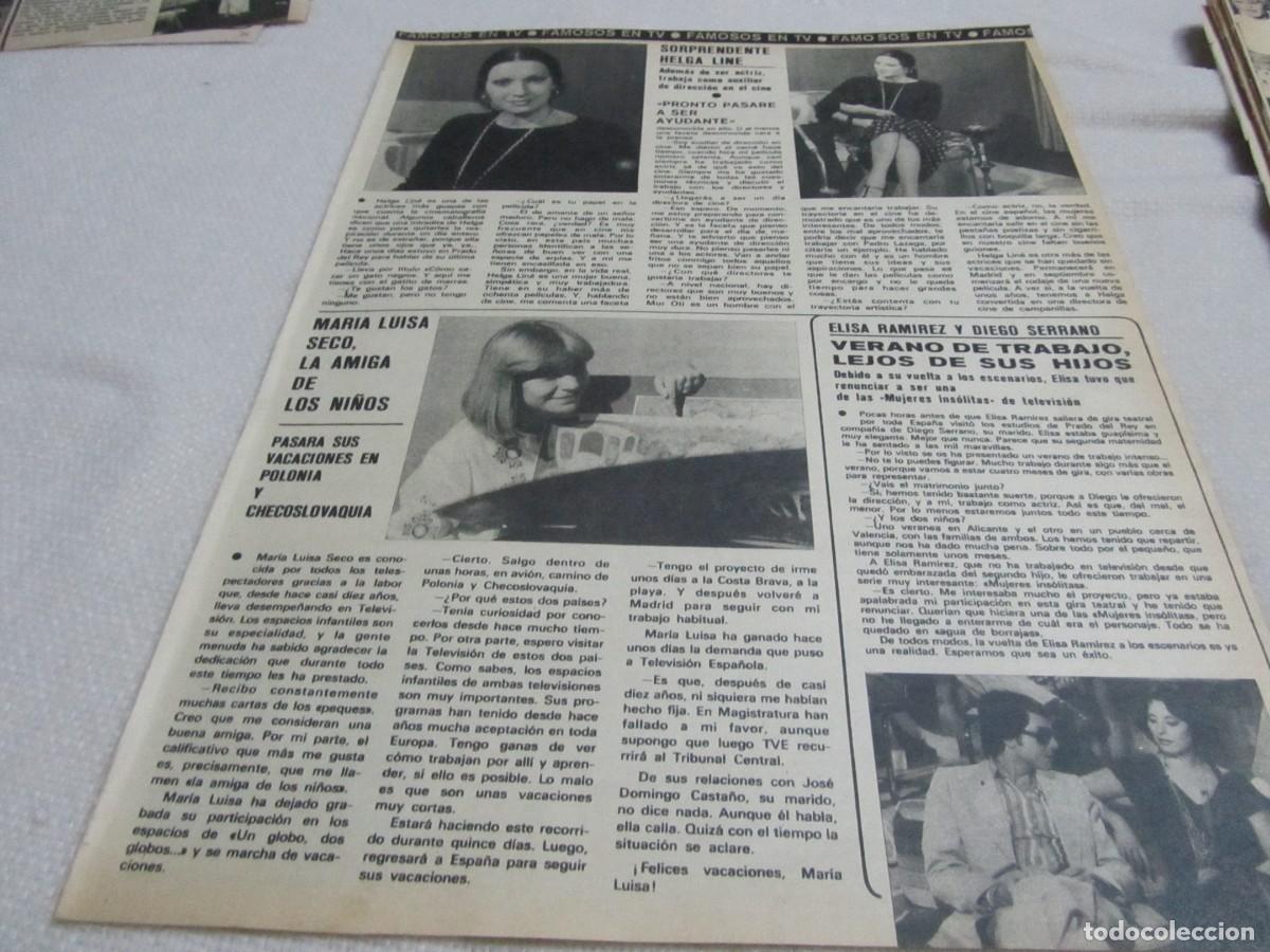 Coleccionismo de Revistas y Peri&oacute;dicos: HELGA LINE,MARIA LUISA SECO,ELISA RAMIREZ,JOAQUIN SOLER SERRANO,EL TIRITON,ARTICULO DE PRENSA