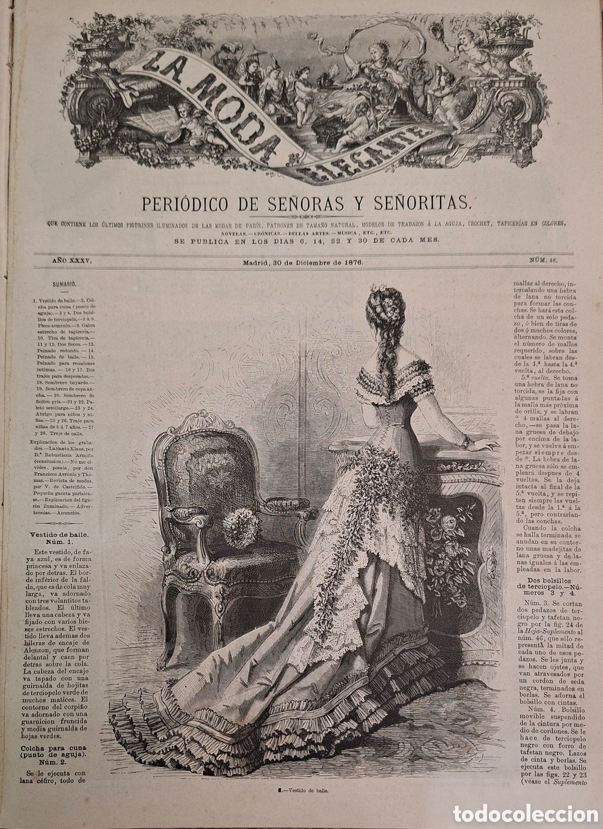 Coleccionismo de revistas y peri&oacute;dicos: La Moda Elegante Ilustrada 1876