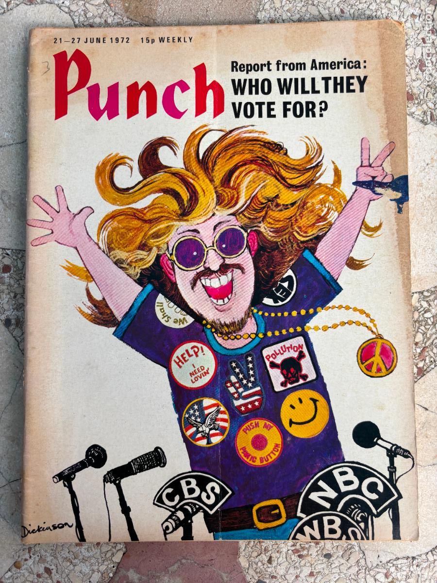 Coleccionismo de Revistas y Peri&oacute;dicos: PUNCH. 21-27 JUNE 1972. REPORT FROM AMERICA: WHO WILL THEY VOTE FOR?