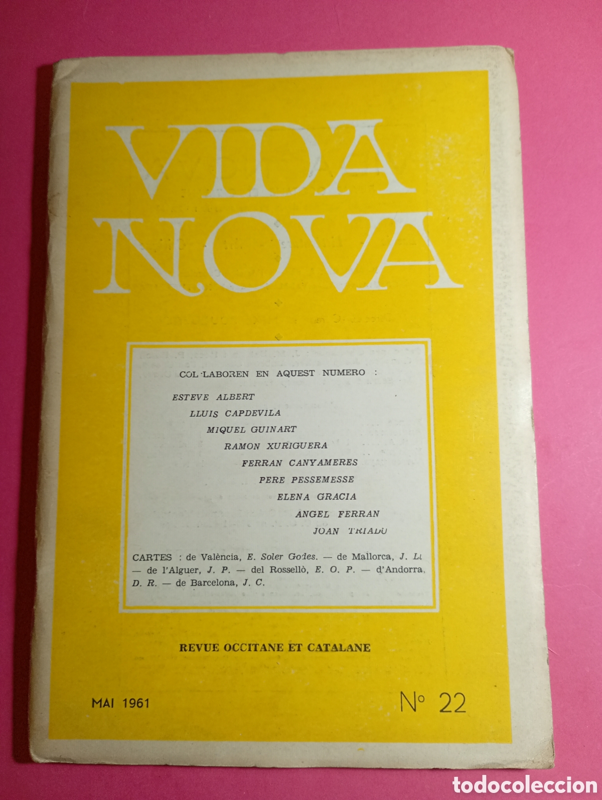 Coleccionismo de Revistas y Peri&oacute;dicos: VIDA NOVA REVUE OCCITANE ET CATALANE MAI 1961 N&ordm;22 SUMARI A FOTOS 1 Y 2