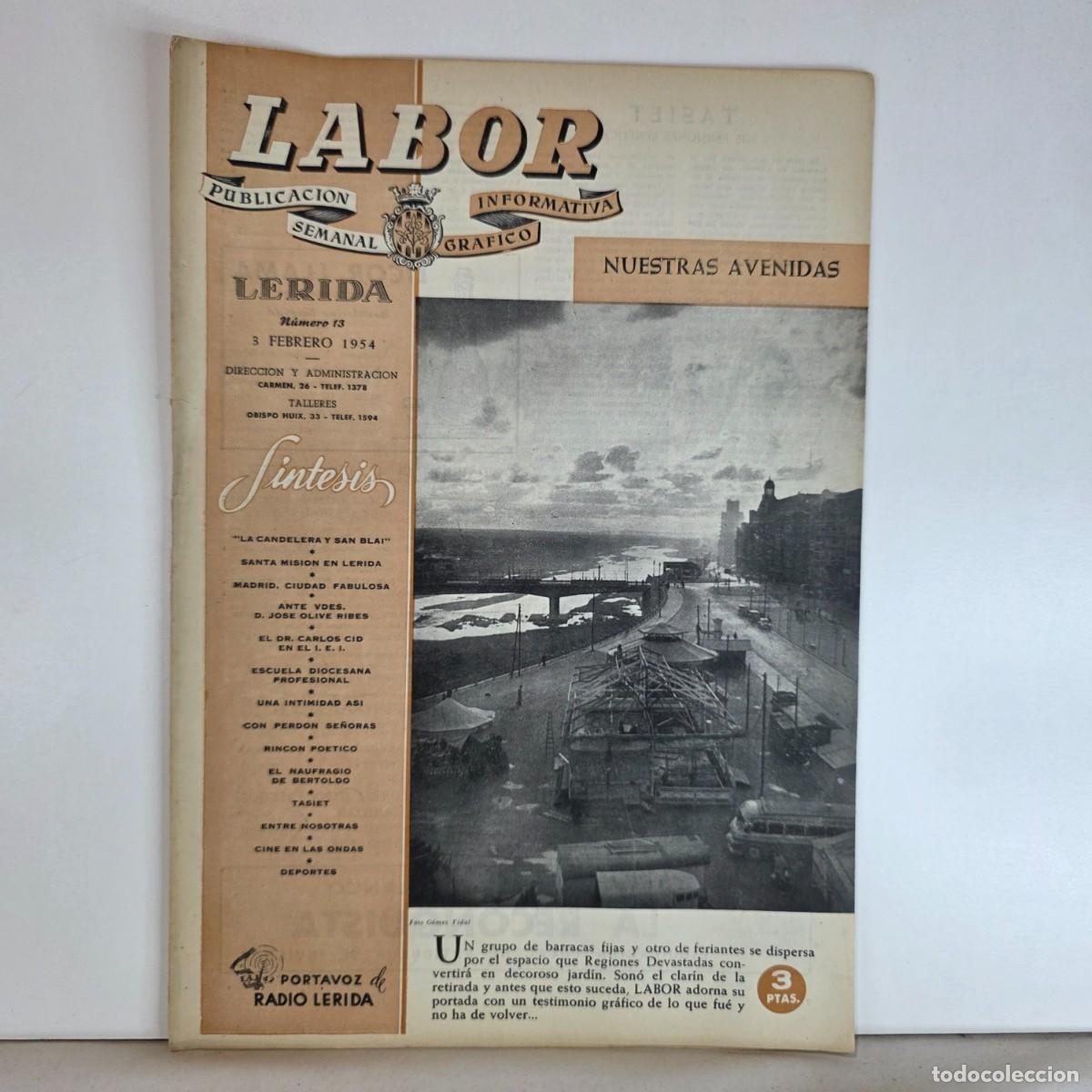 Coleccionismo de Revistas y Peri&oacute;dicos: Revista Labor L&eacute;rida n&ordm; 13 3 Febrero 1954 Nuestras Avenidas