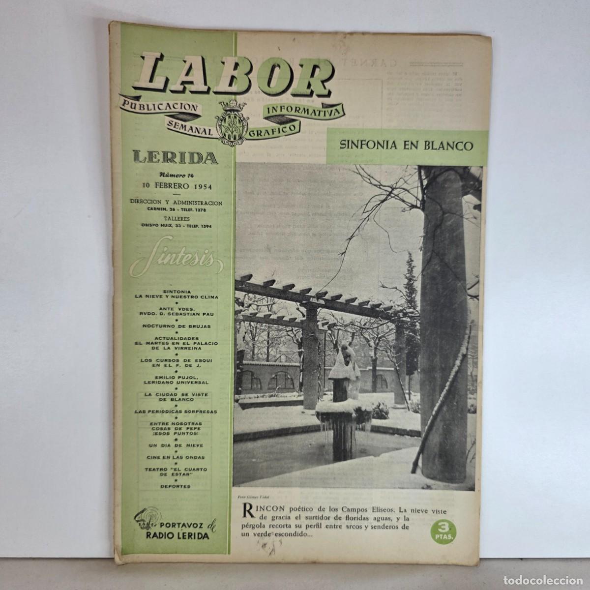 Coleccionismo de Revistas y Peri&oacute;dicos: Revista Labor L&eacute;rida n&ordm; 14 10 Febrero 1954 Sinfon&iacute;a en Blanco