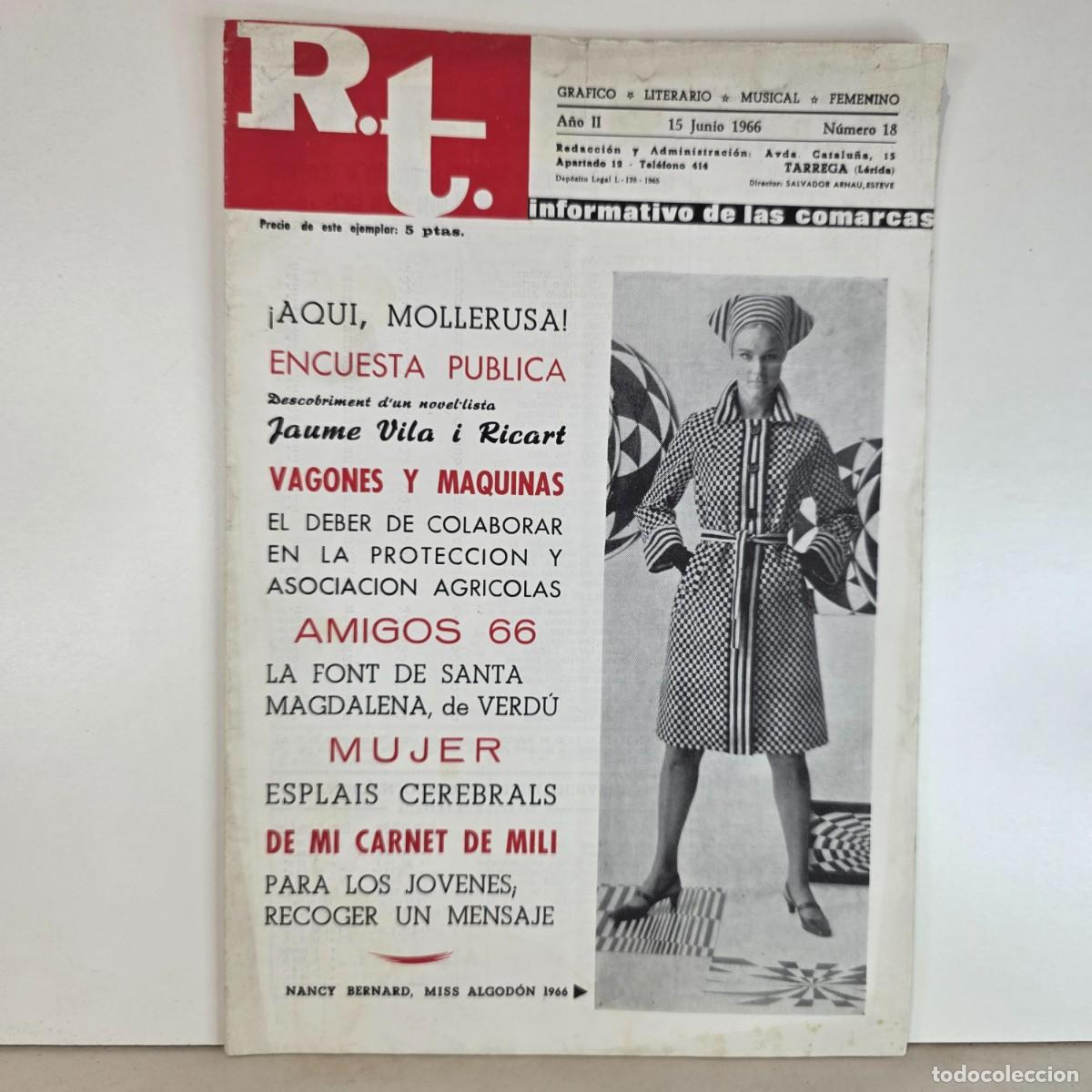 Coleccionismo de Revistas y Peri&oacute;dicos: Revista R.T. Informativo de las Comarcas N&ordm;18 Junio 1966 T&agrave;rrega Lleida