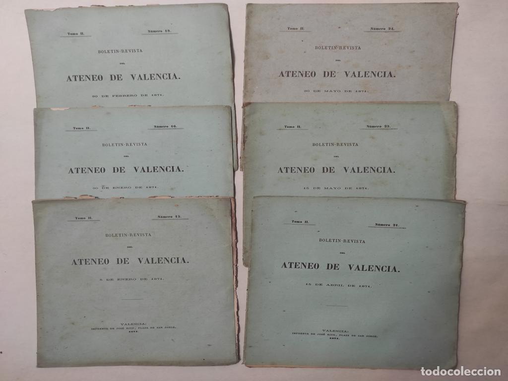 Coleccionismo de Revistas y Peri&oacute;dicos: 6 BOLETIN REVISTA ATENEO MERCANTIL VALENCIA a&ntilde;o 1871 ,N&ordm; 13 16 18 21 23 24 , fotograf&iacute;a indice