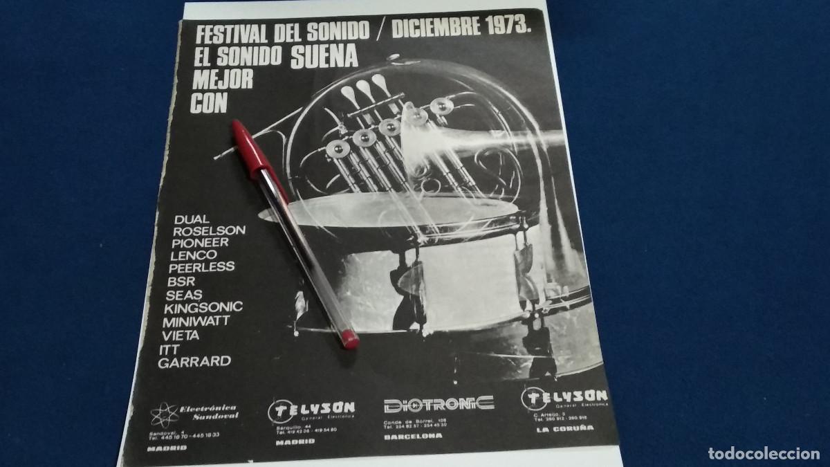 Coleccionismo de Revistas y Peri&oacute;dicos: PUBLICIDAD . ANUNCIO 0 - FESTIVAL DEL SONIDO DICIEMBRE 1973 + ANTENAS FIS - HOJA REVISTA