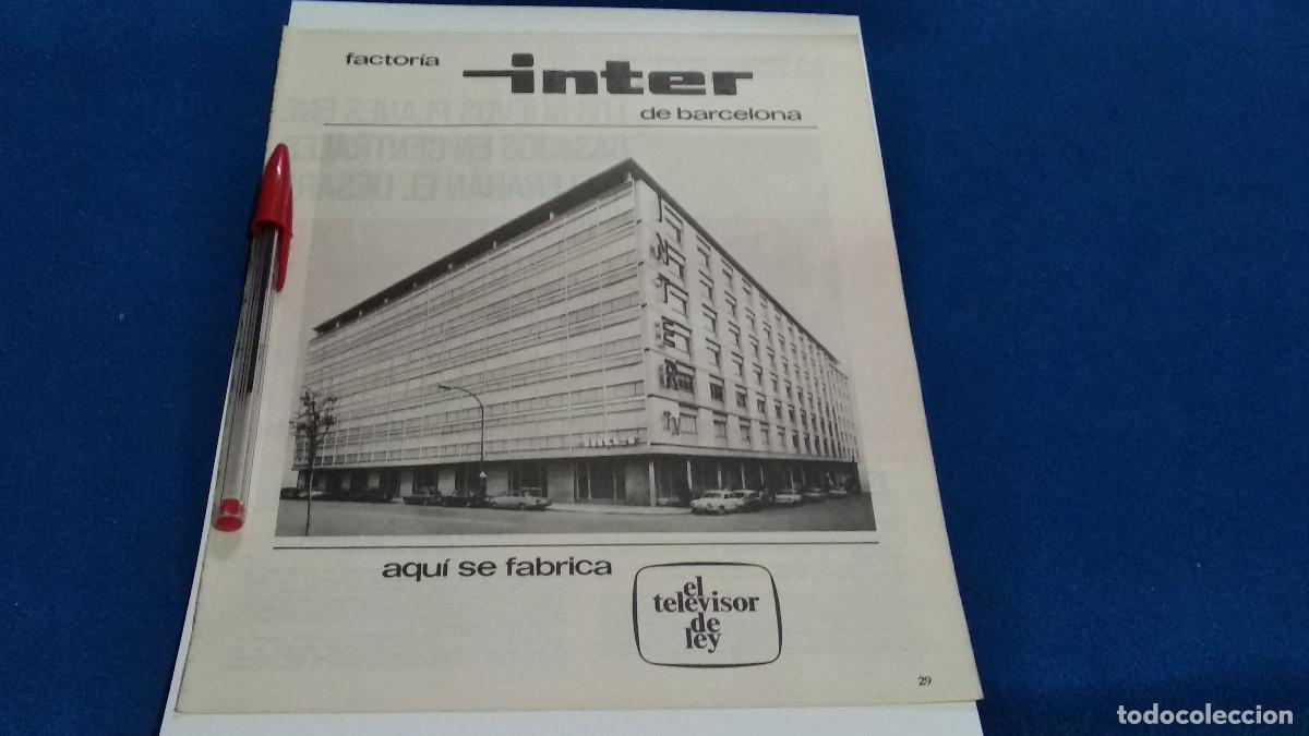Coleccionismo de Revistas y Peri&oacute;dicos: PUBLICIDAD . ANUNCIO - FACTORIA INTER DE BARCELONA TELEVISORES - HOJA REVISTA